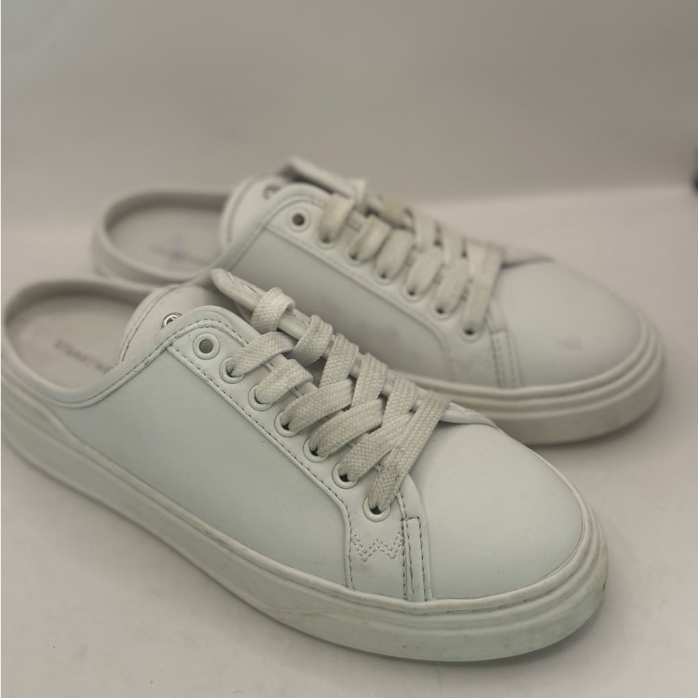 Stuart Weitzman Women’s 5.5 White Skater Mule Sneaker Slides‎